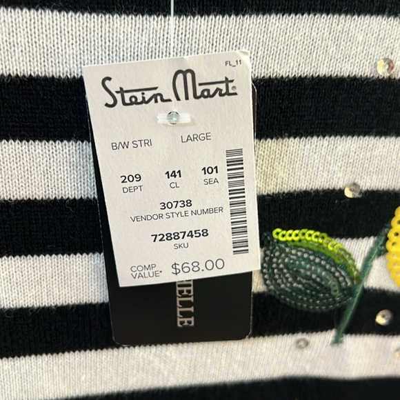 Lauren Michelle Striped Sweater 3/4 Sleeves - Picture 3 of 4